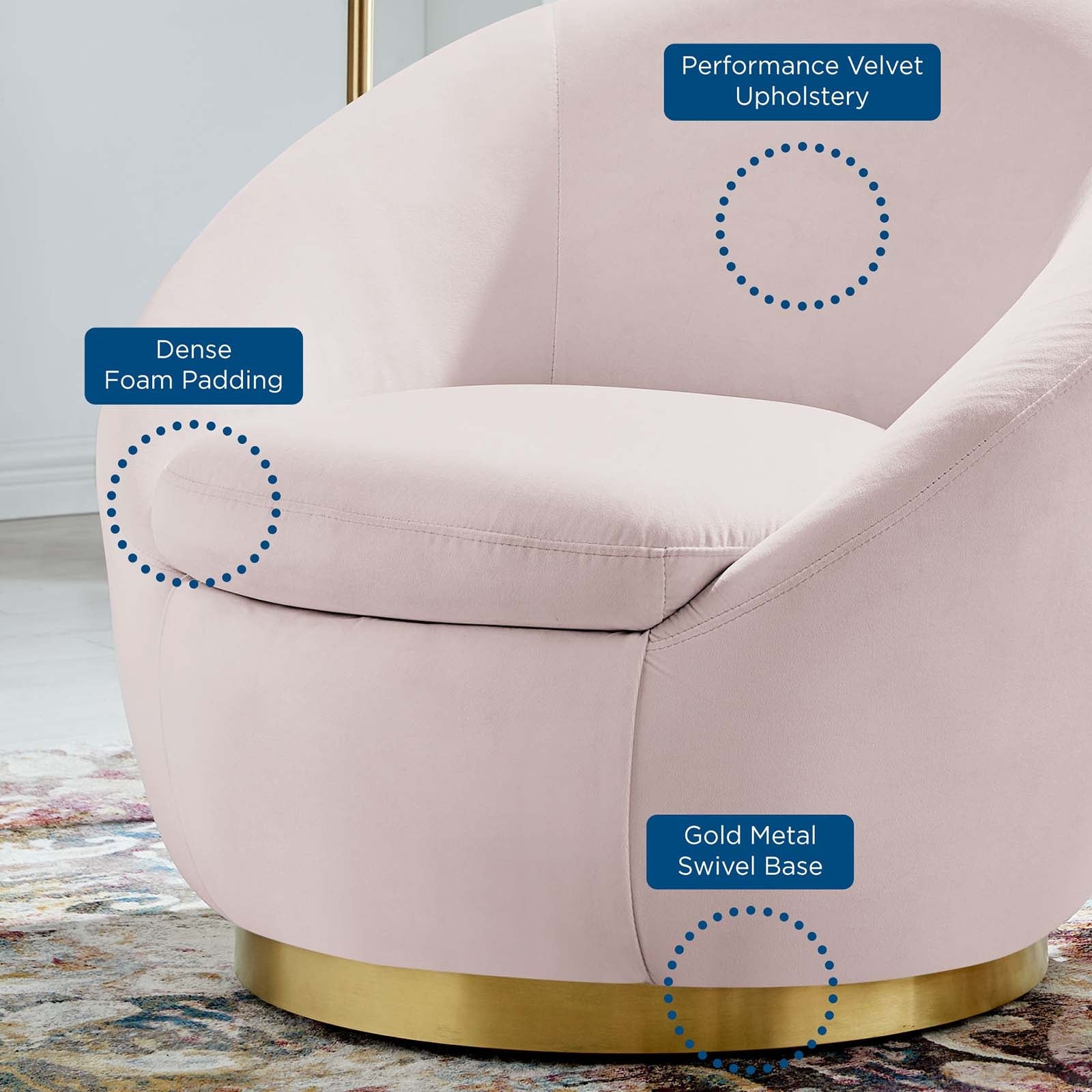 Buttercup Performance Velvet Swivel Chair by Modway