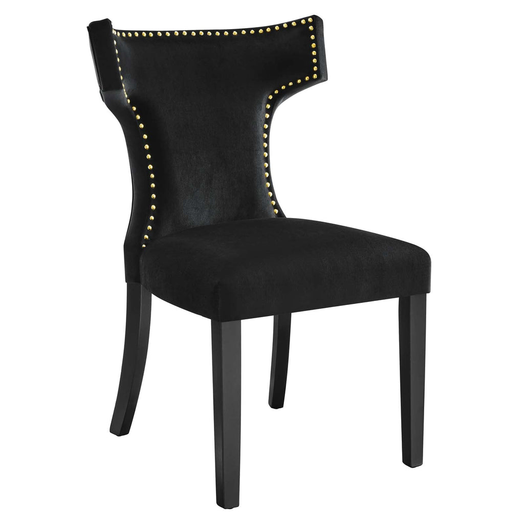 Curve Performance Velvet Dining Chairs Set of 2 by Modway