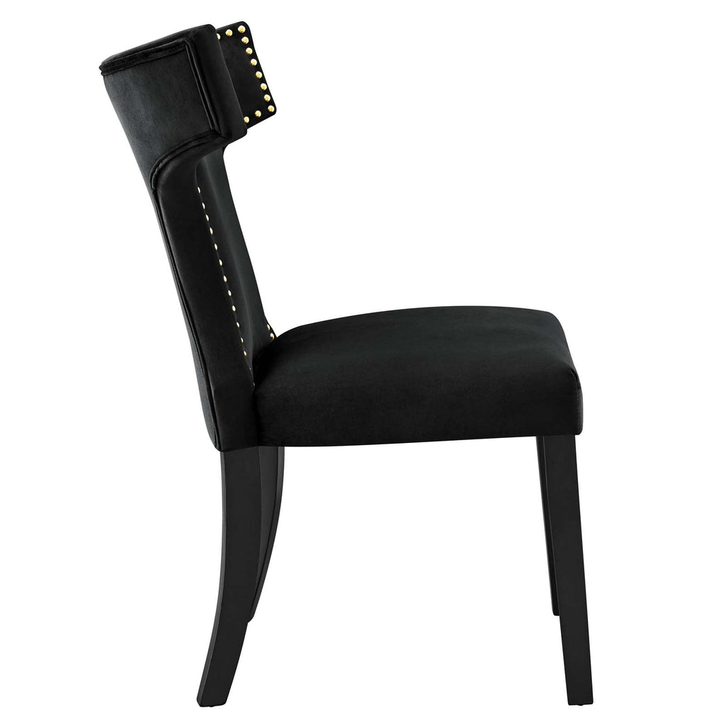 Curve Performance Velvet Dining Chairs Set of 2 by Modway