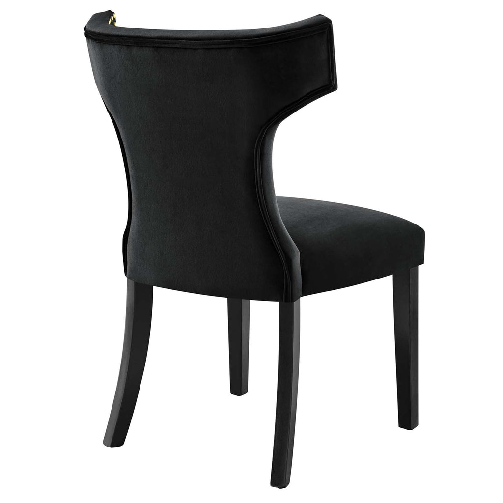 Curve Performance Velvet Dining Chairs Set of 2 by Modway