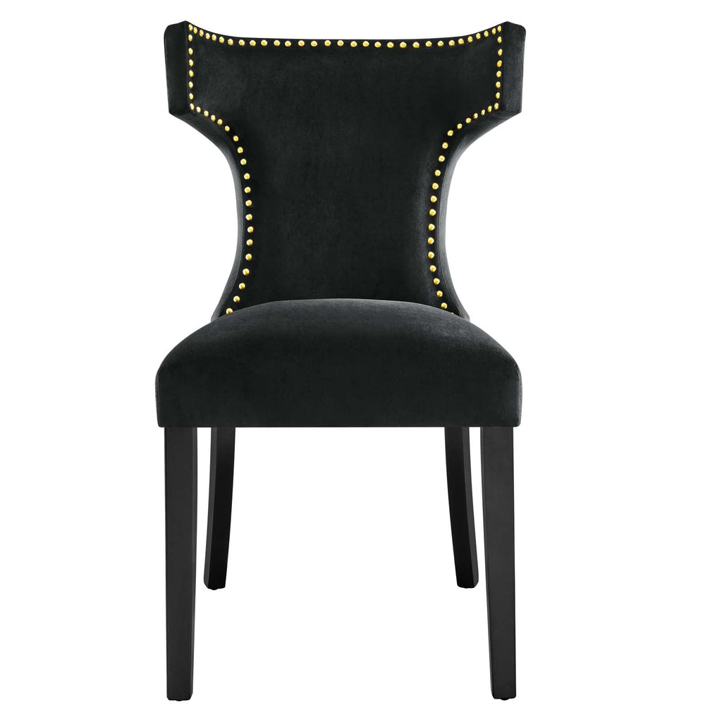 Curve Performance Velvet Dining Chairs Set of 2 by Modway