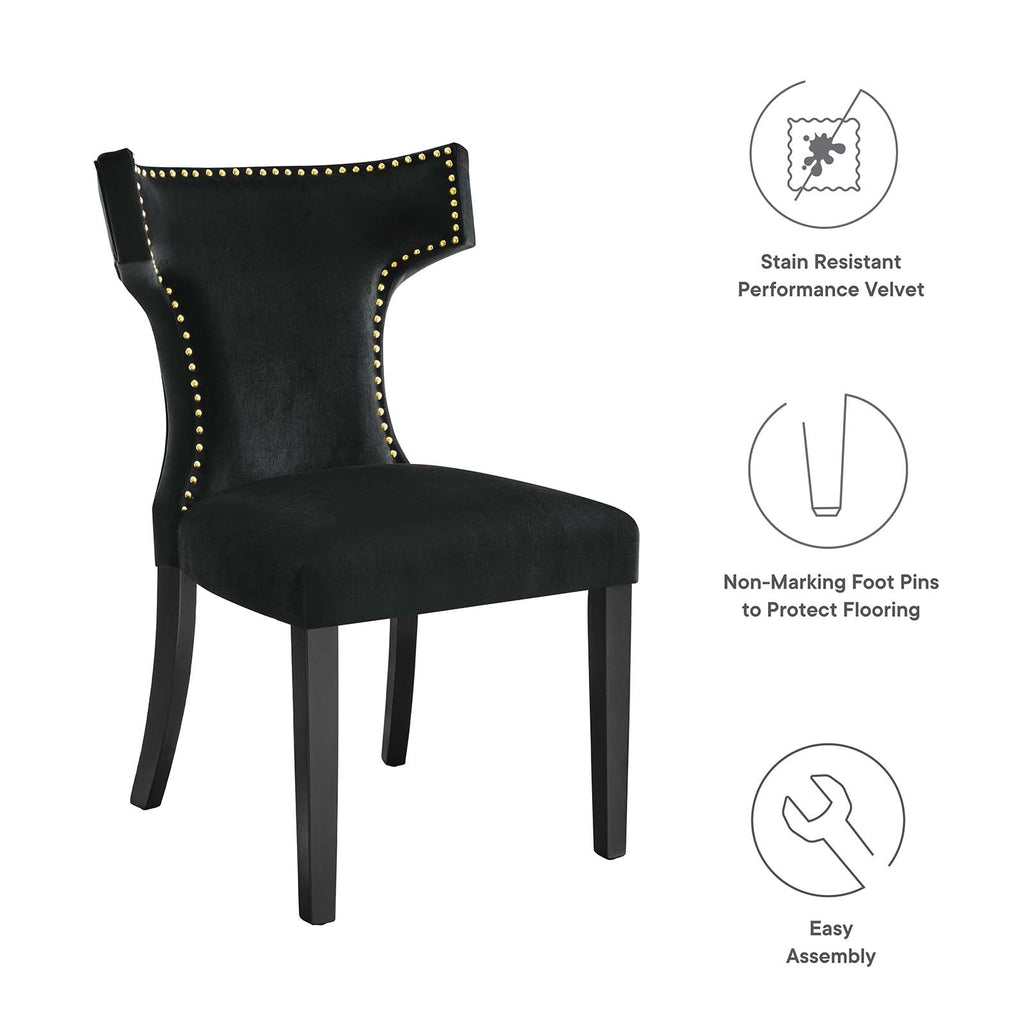 Curve Performance Velvet Dining Chairs Set of 2 by Modway