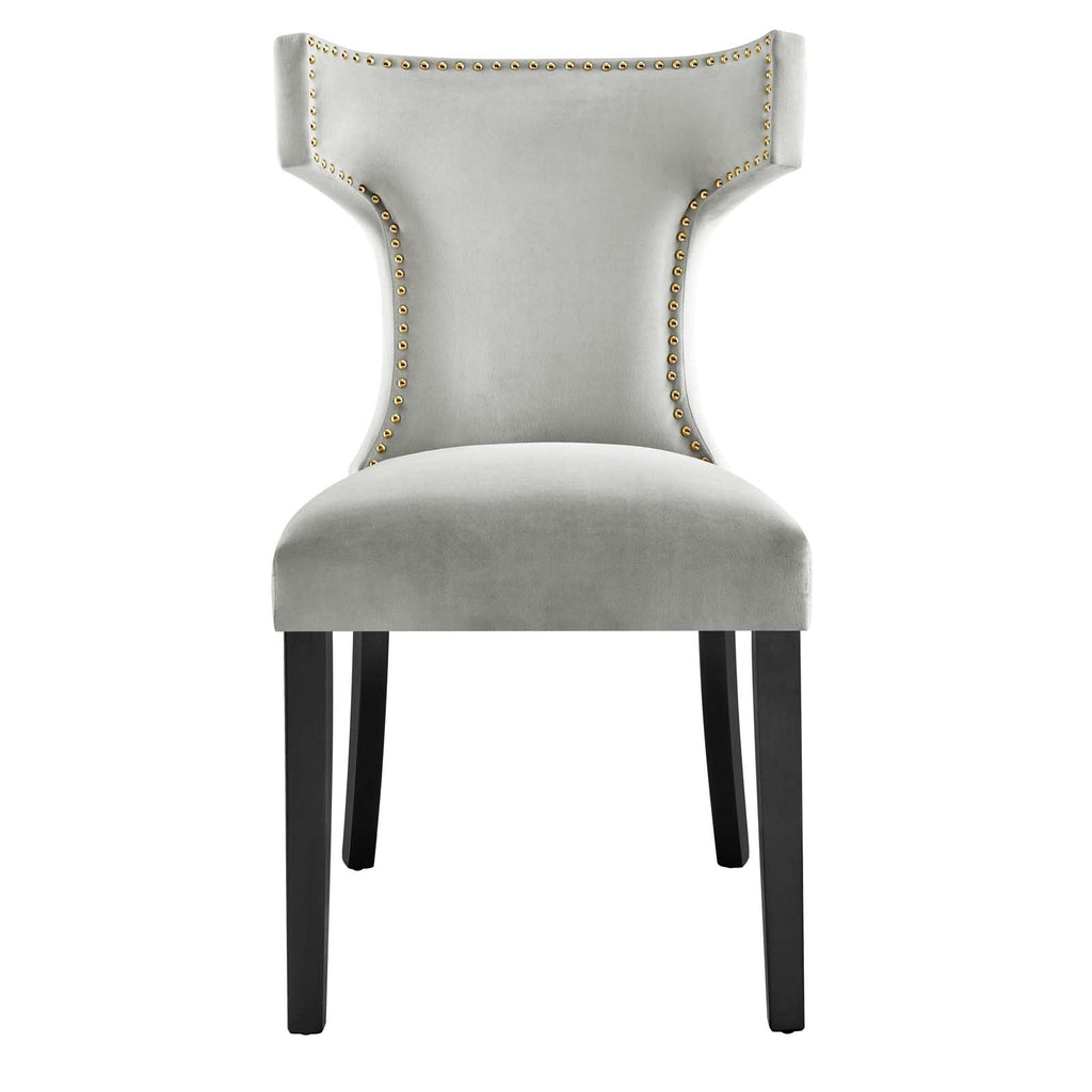 Curve Performance Velvet Dining Chairs Set of 2 by Modway