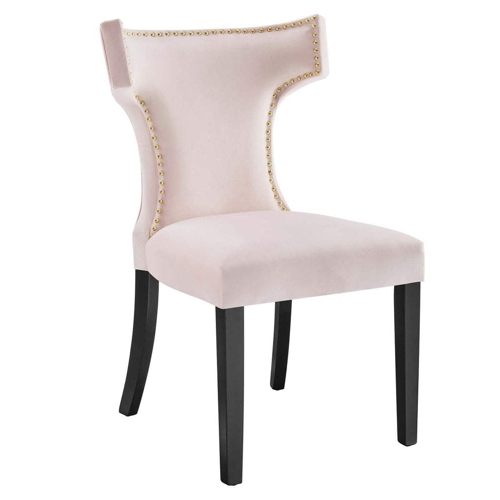 Curve Performance Velvet Dining Chairs Set of 2 by Modway