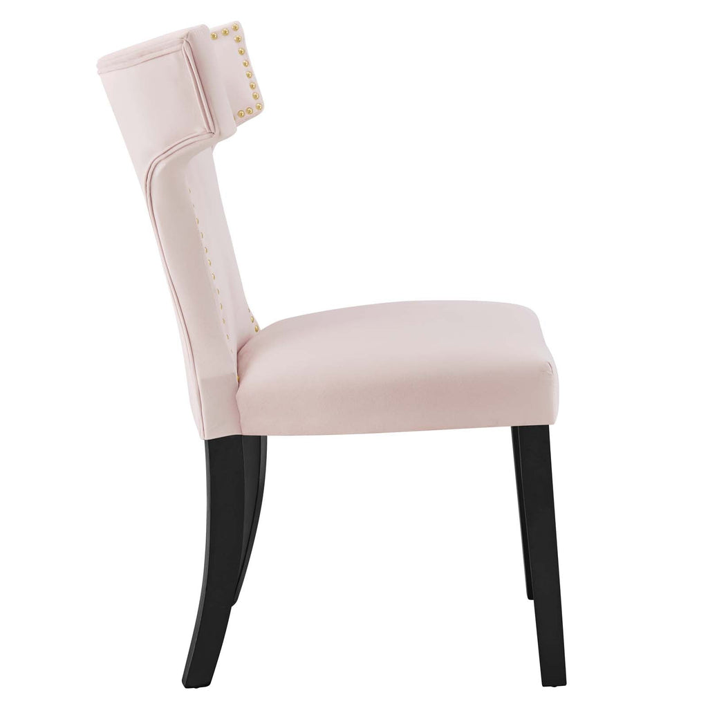 Curve Performance Velvet Dining Chairs Set of 2 by Modway