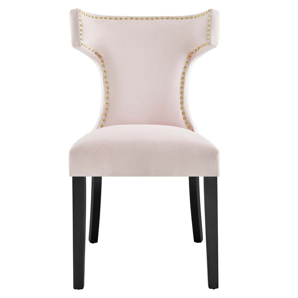 Curve Performance Velvet Dining Chairs Set of 2 by Modway