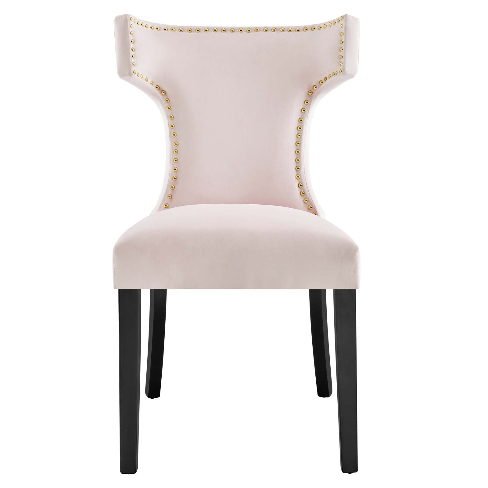 Curve Performance Velvet Dining Chairs Set of 2 by Modway
