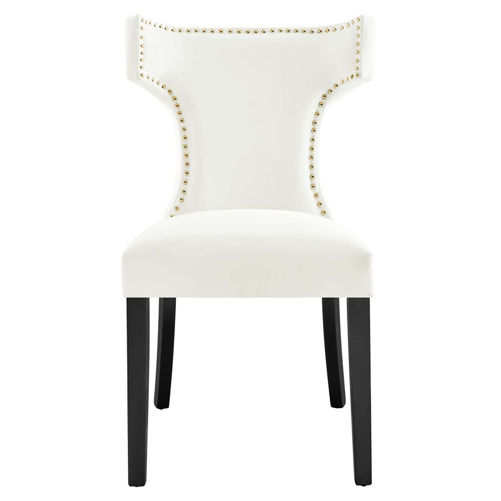 Curve Performance Velvet Dining Chairs Set of 2 by Modway