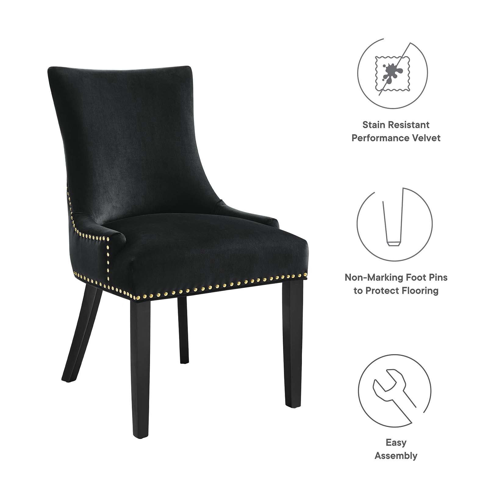 Marquis Performance Velvet Dining Chairs Set of 2 by Modway