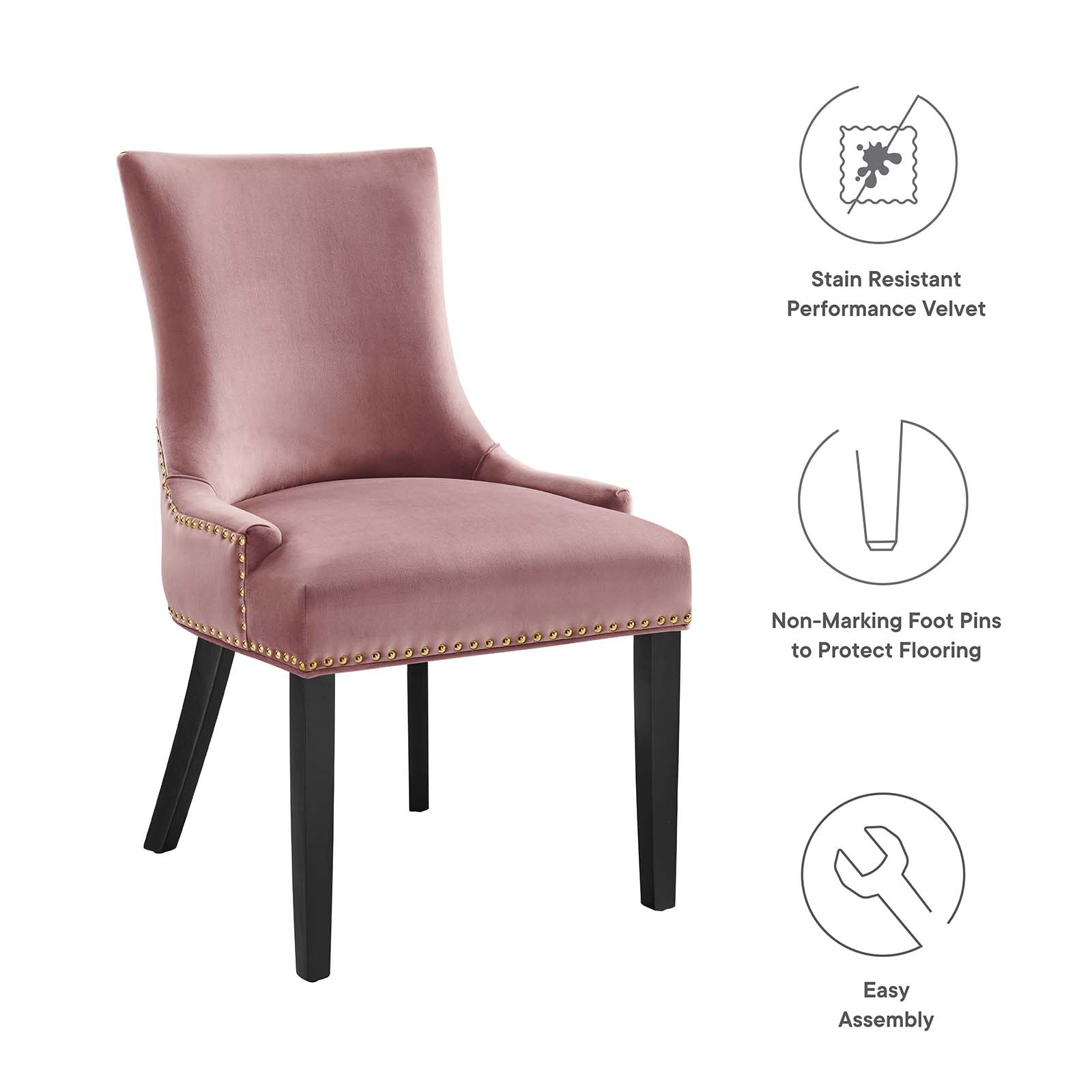 Marquis Performance Velvet Dining Chairs Set of 2 by Modway
