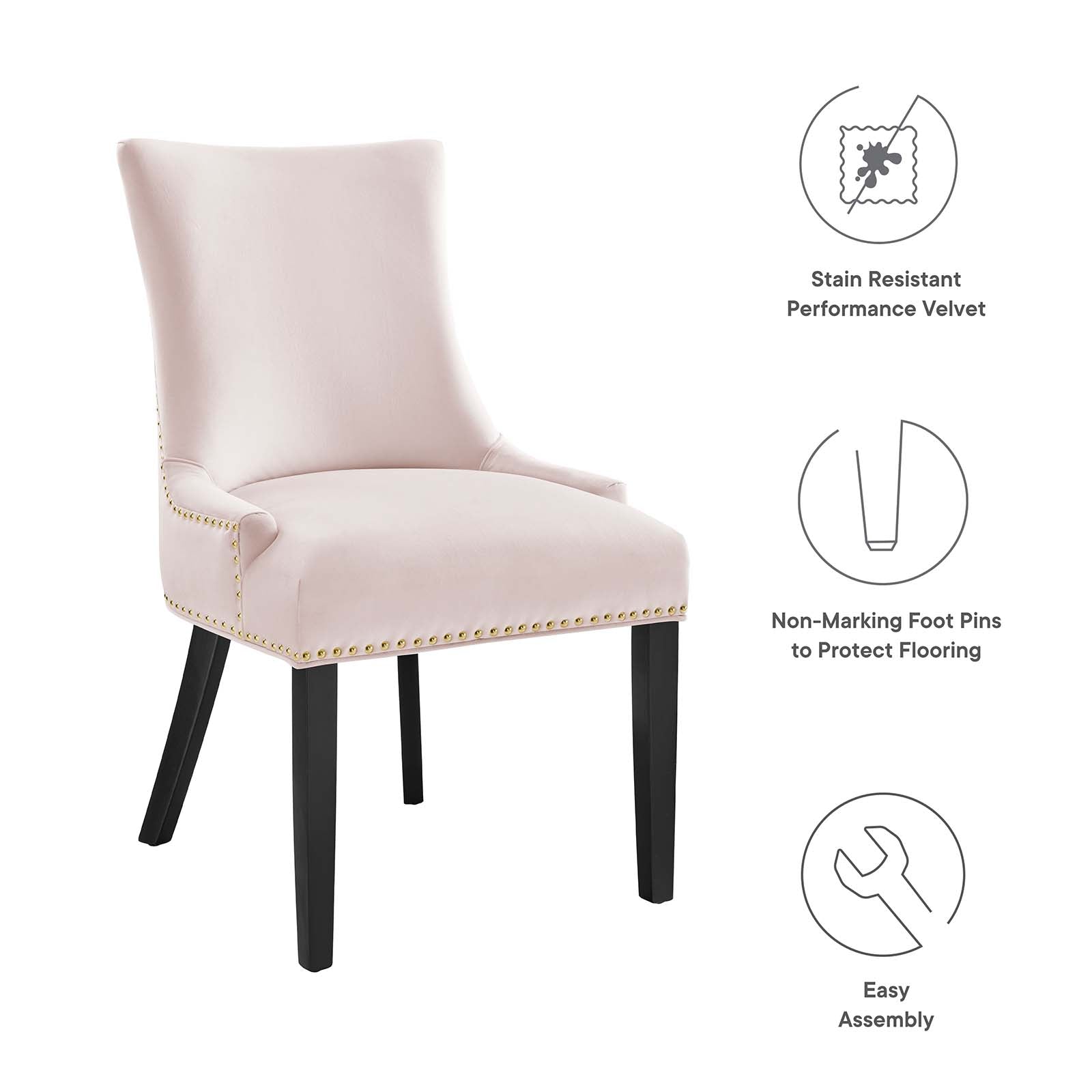 Marquis Performance Velvet Dining Chairs Set of 2 by Modway
