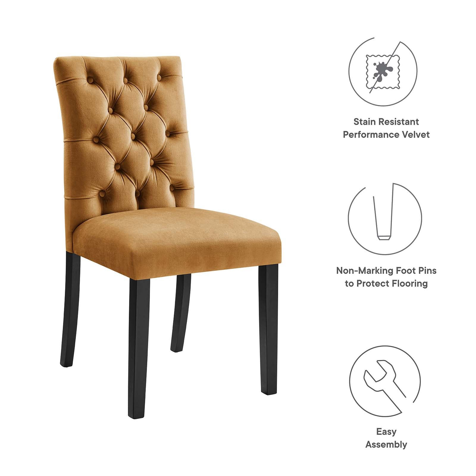 Duchess Performance Velvet Dining Chairs Set of 2 by Modway