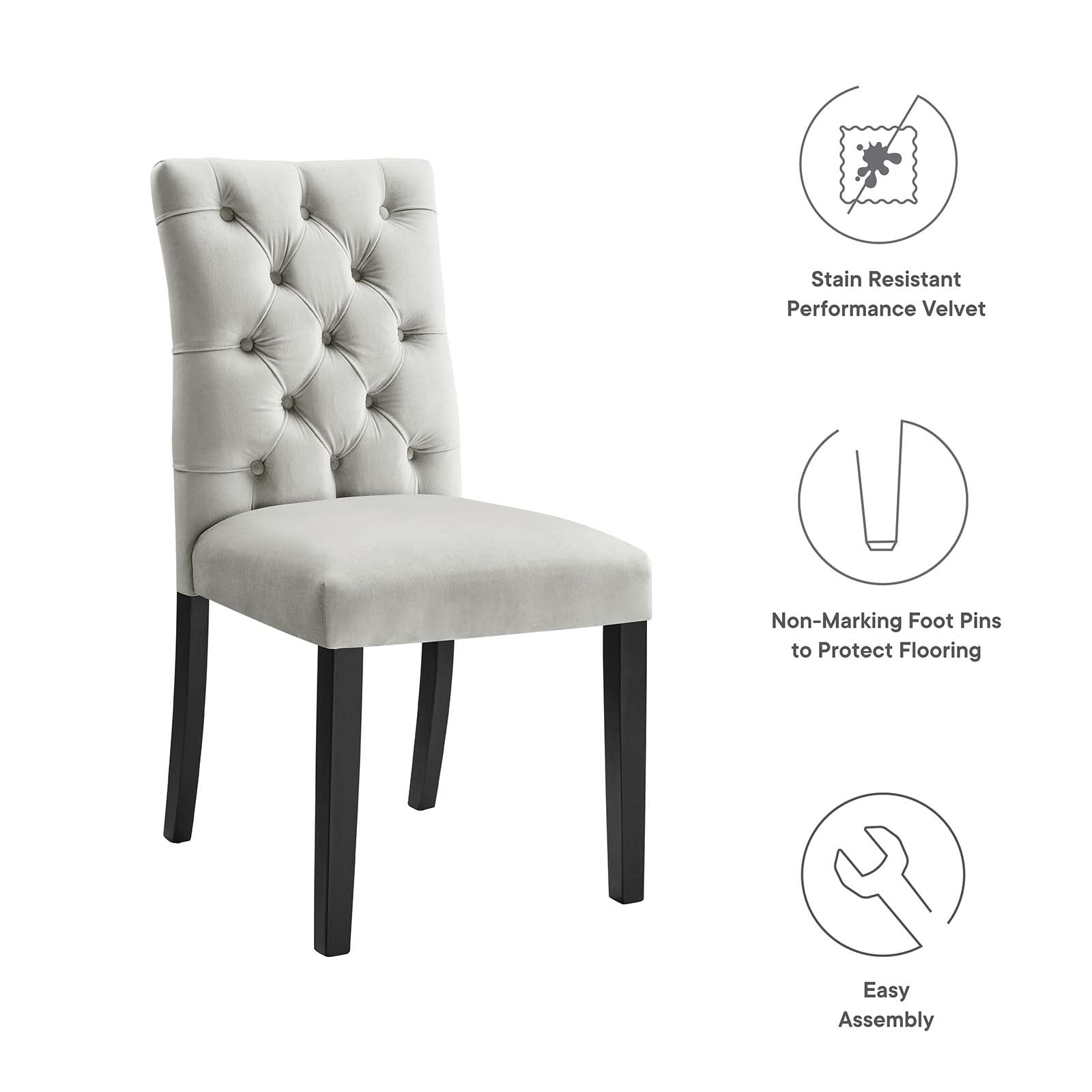 Duchess Performance Velvet Dining Chairs Set of 2 by Modway