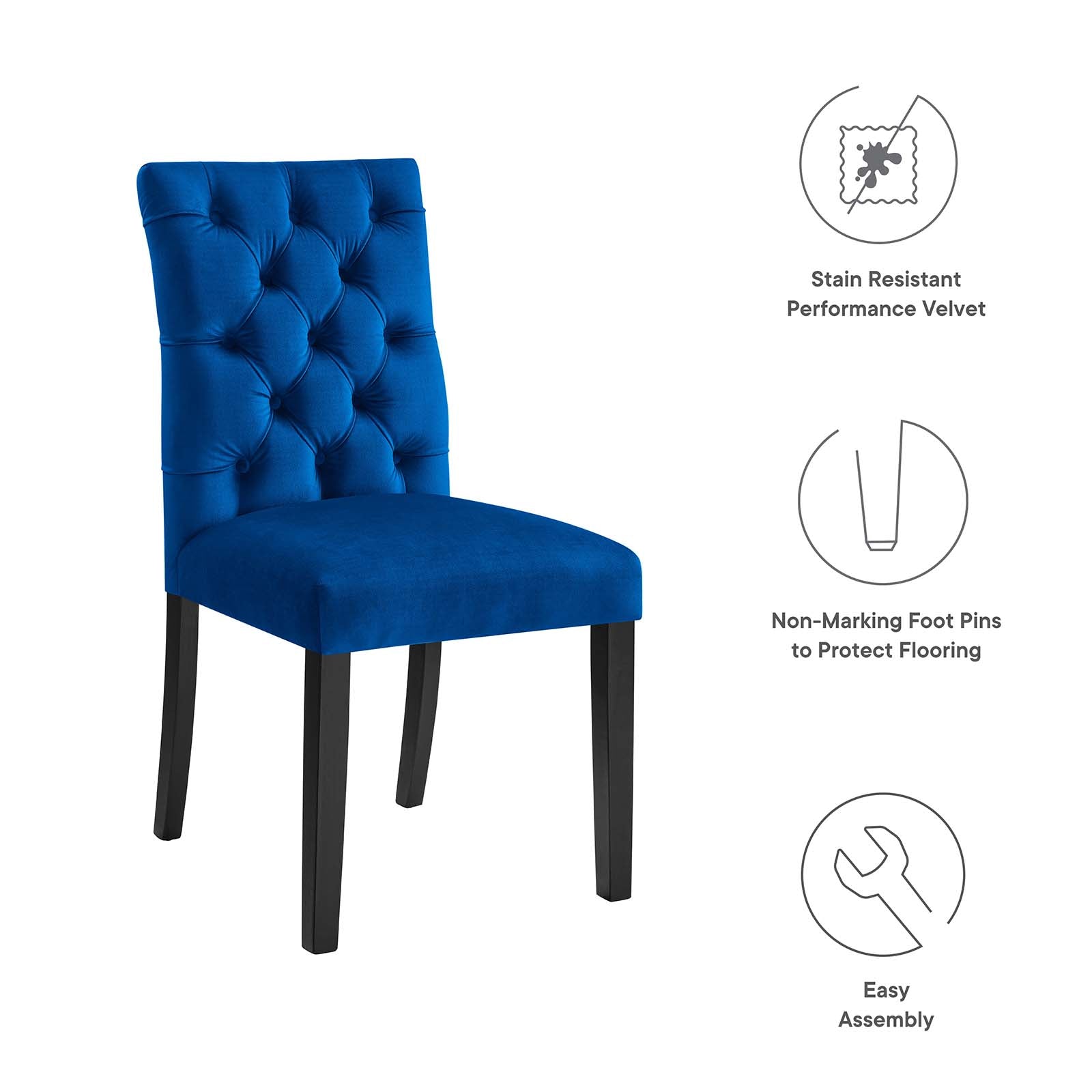 Duchess Performance Velvet Dining Chairs Set of 2 by Modway