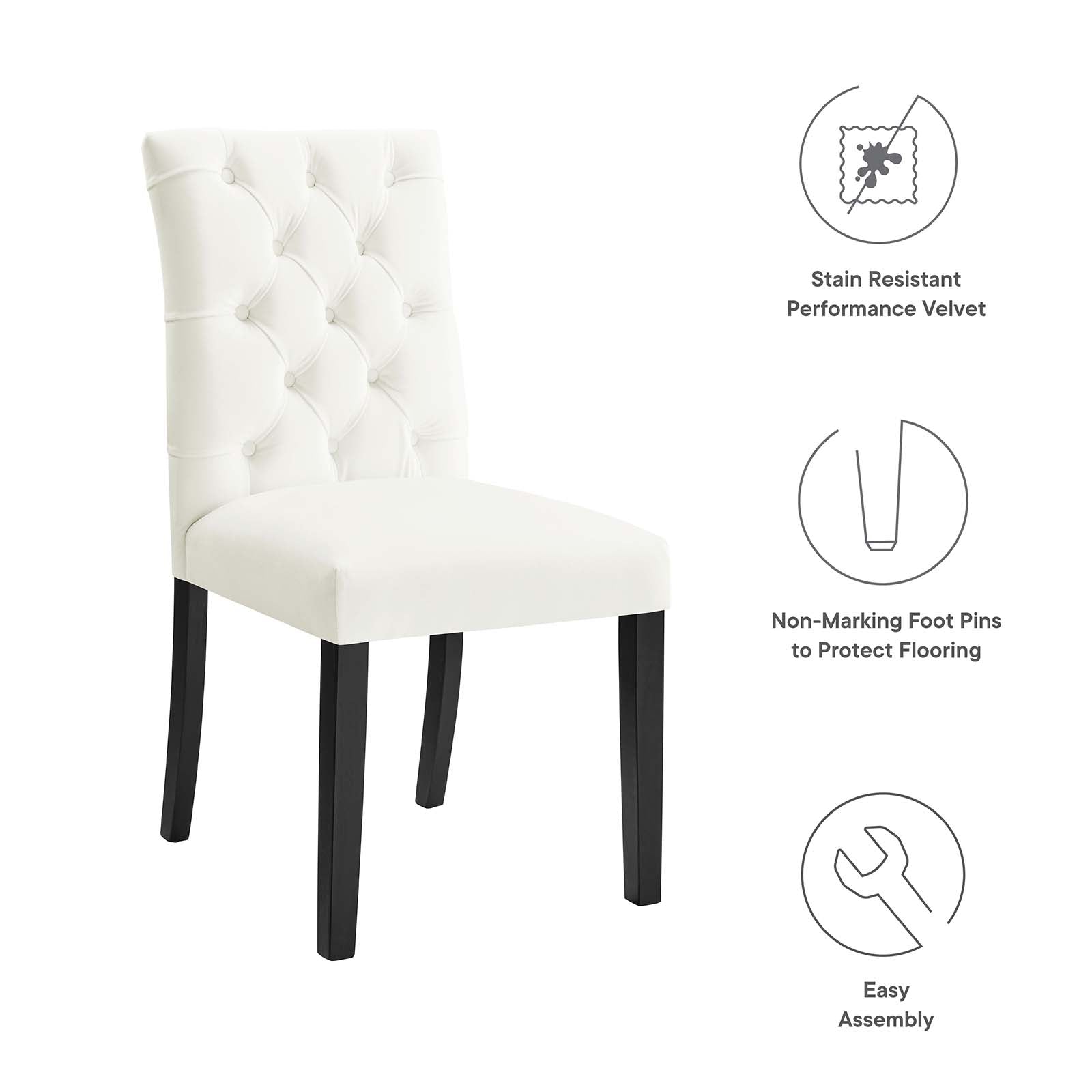 Duchess Performance Velvet Dining Chairs Set of 2 by Modway