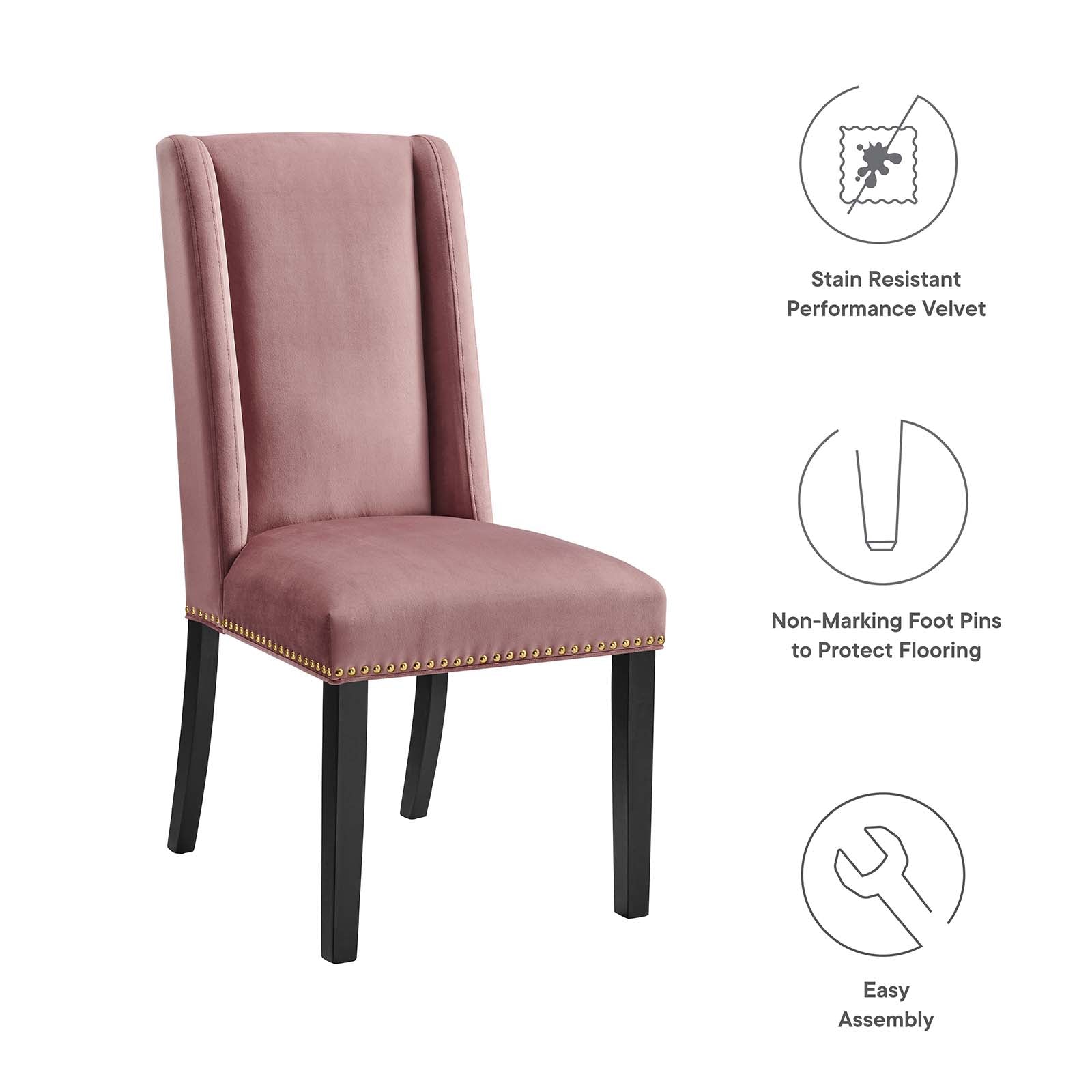 Baron Performance Velvet Dining Chairs Set of 2 by Modway