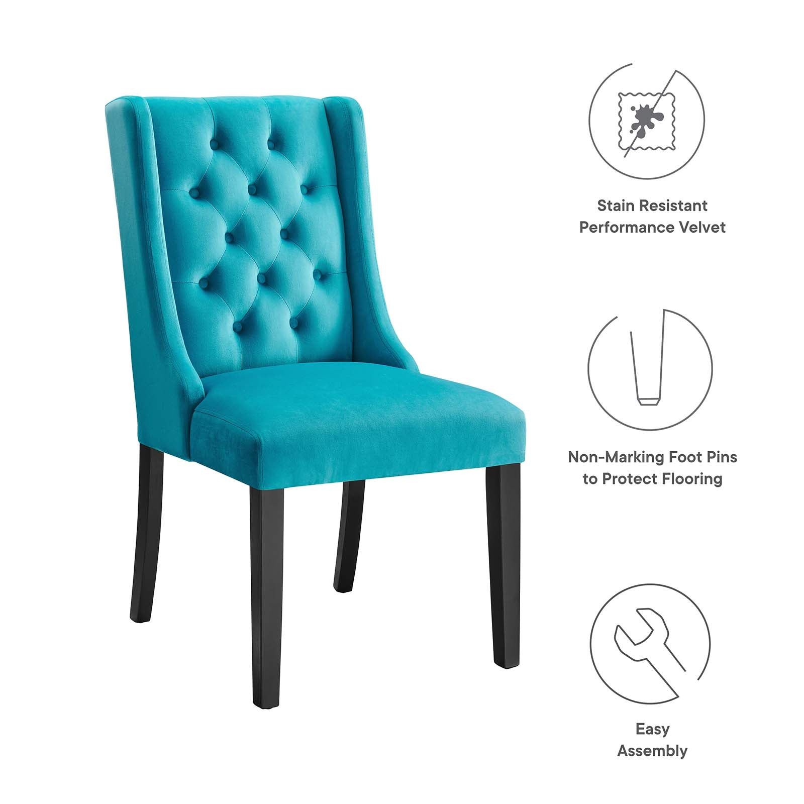 Baronet Performance Velvet Dining Chairs Set of 2 by Modway
