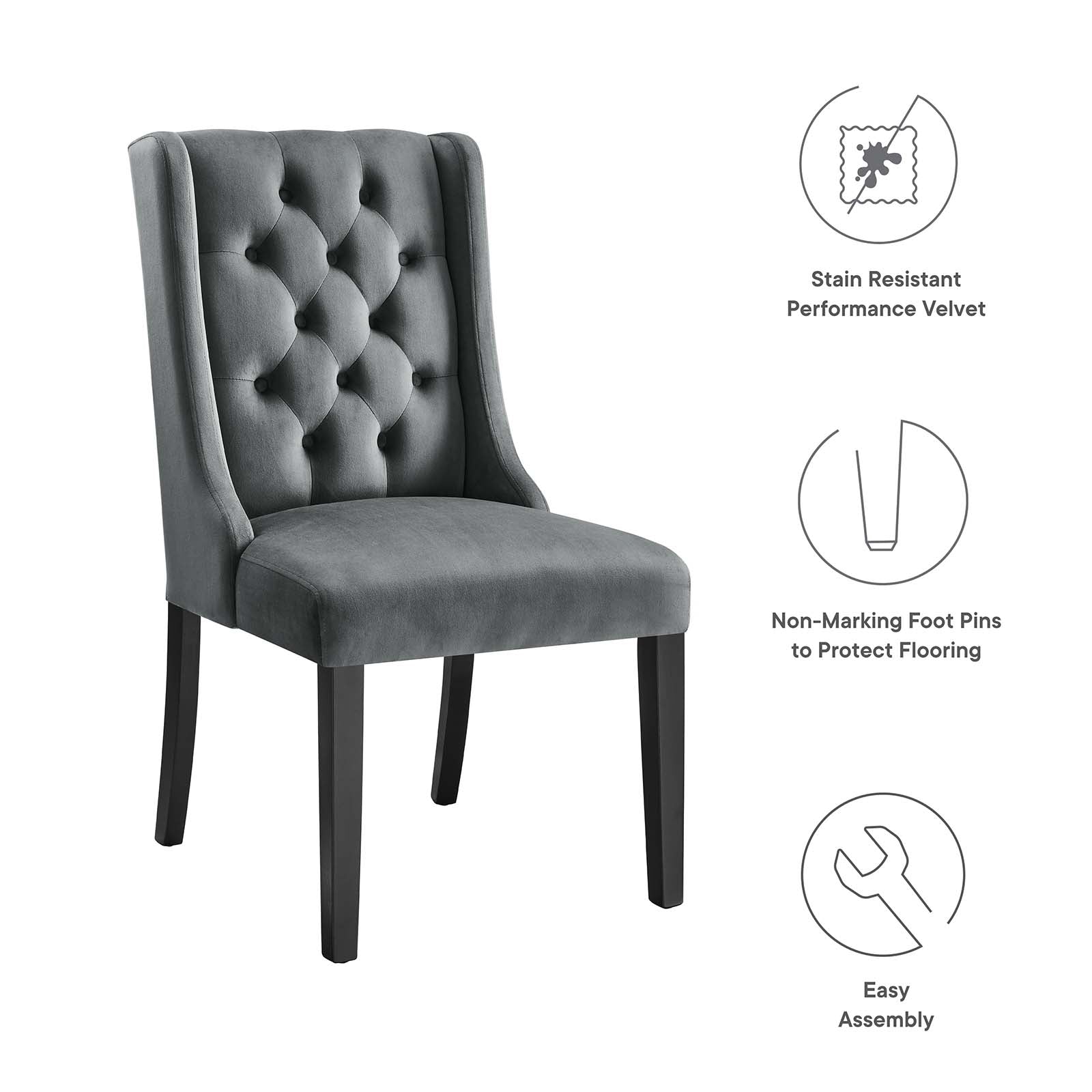 Baronet Performance Velvet Dining Chairs Set of 2 by Modway