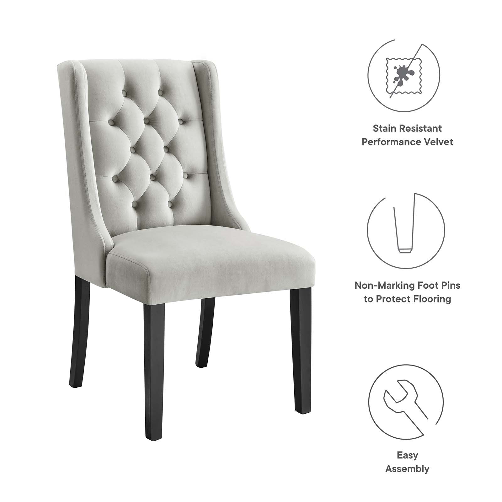 Baronet Performance Velvet Dining Chairs Set of 2 by Modway