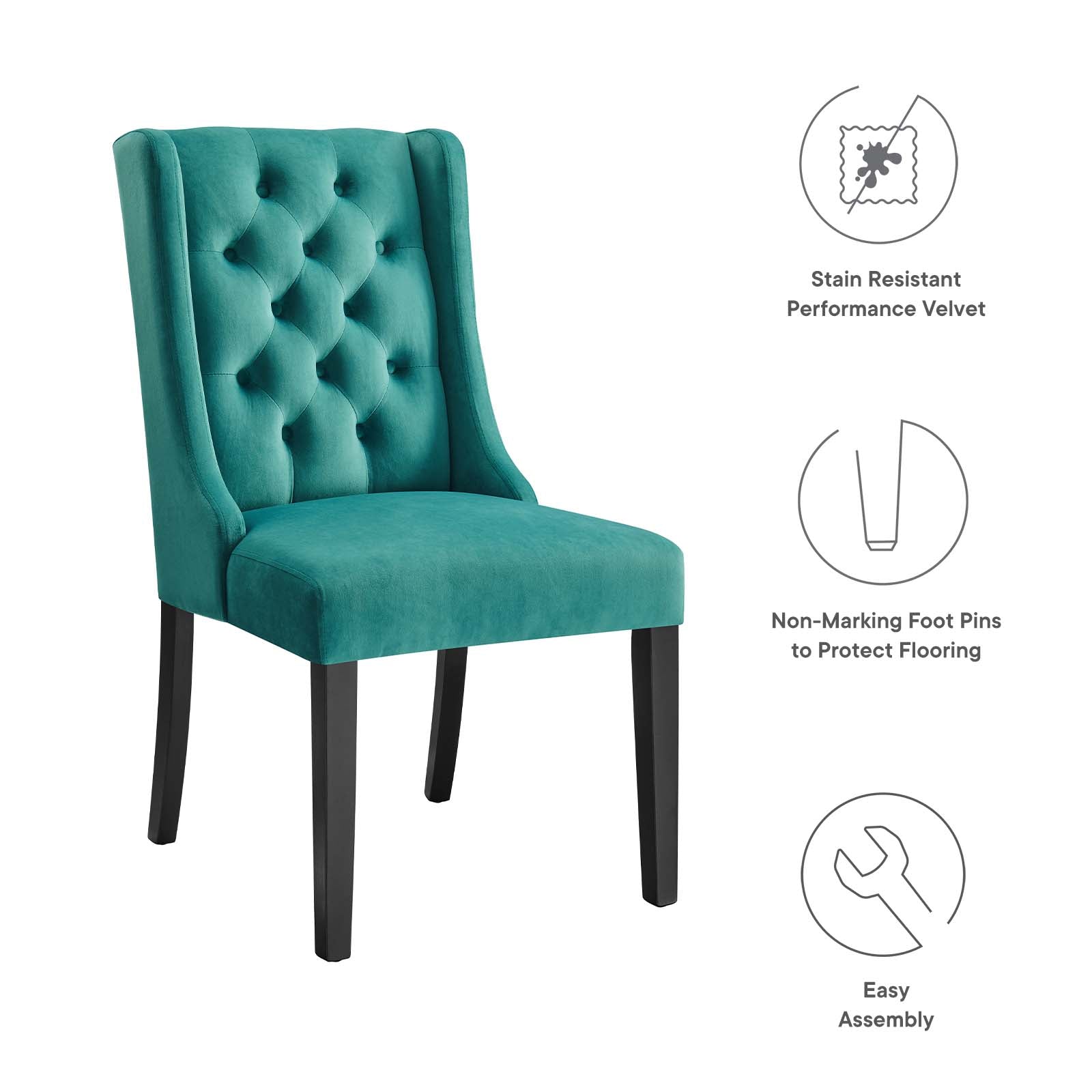 Baronet Performance Velvet Dining Chairs Set of 2 by Modway