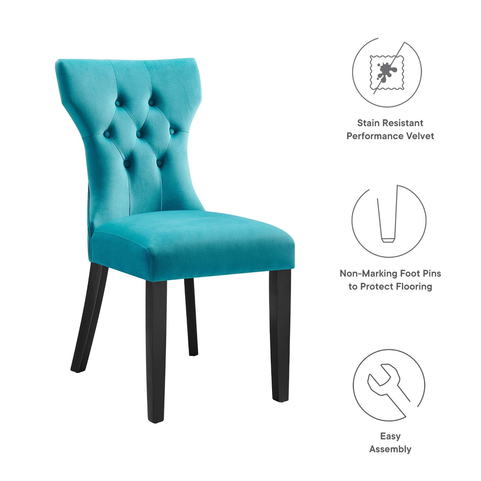 Silhouette Performance Velvet Dining Chairs Set of 2 by Modway