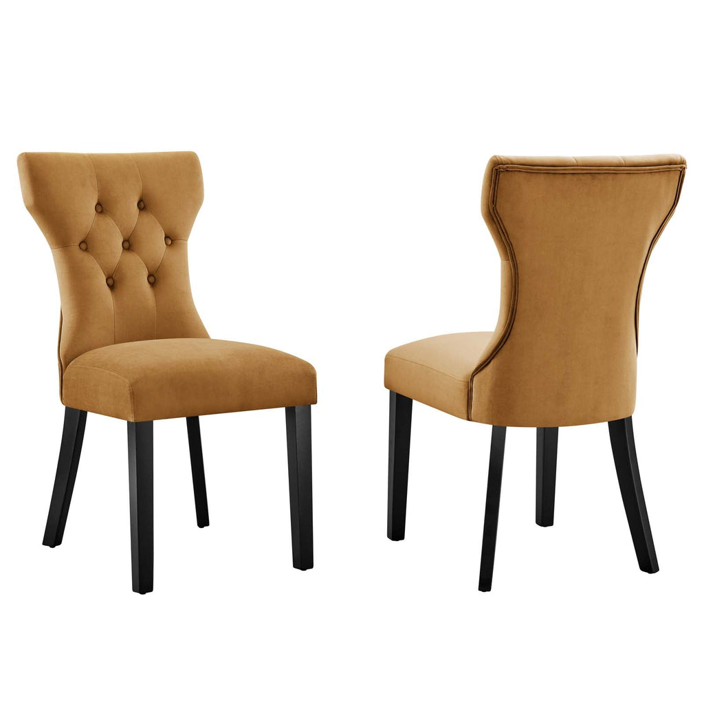 Silhouette Performance Velvet Dining Chairs Set of 2 by Modway
