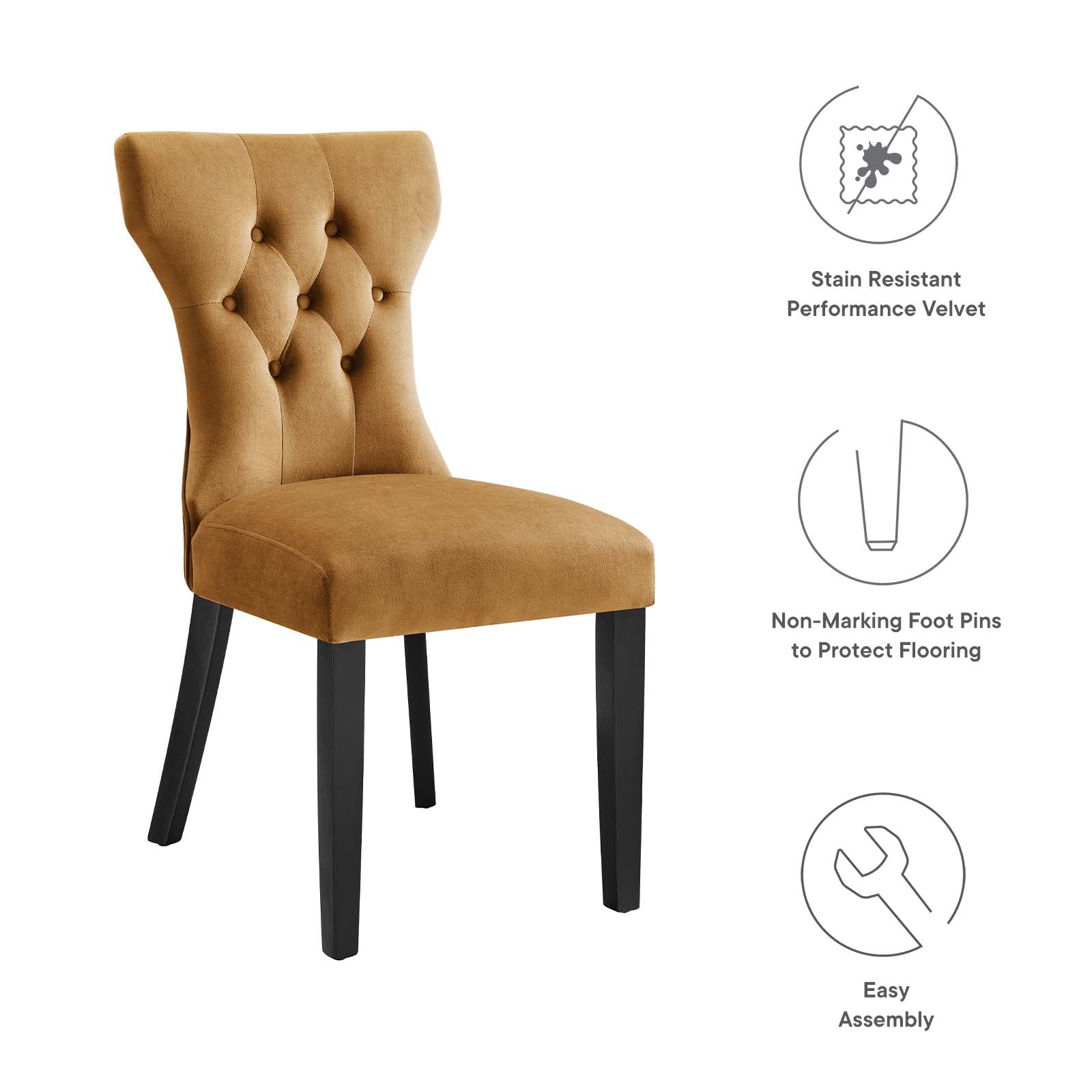 Silhouette Performance Velvet Dining Chairs Set of 2 by Modway