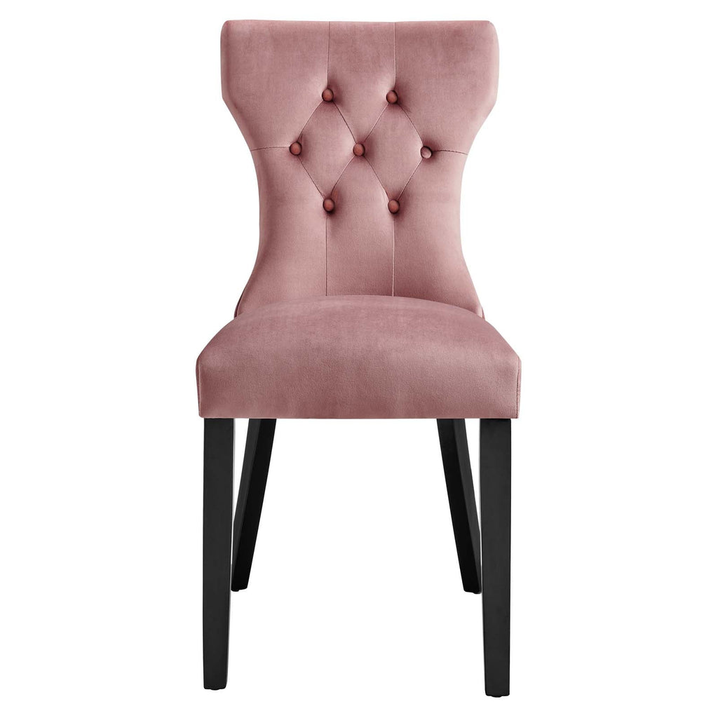 Silhouette Performance Velvet Dining Chairs Set of 2 by Modway