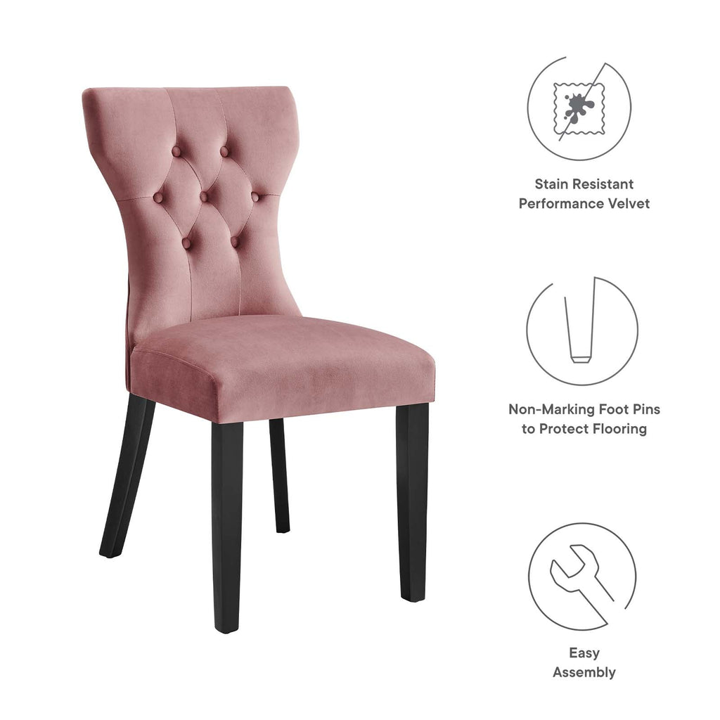Silhouette Performance Velvet Dining Chairs Set of 2 by Modway