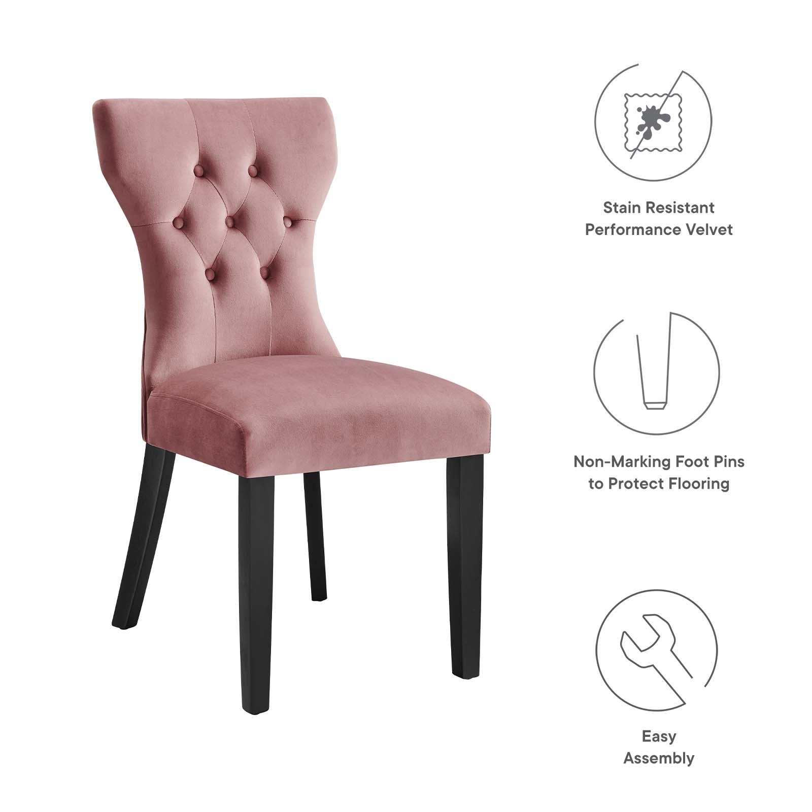 Silhouette Performance Velvet Dining Chairs Set of 2 by Modway