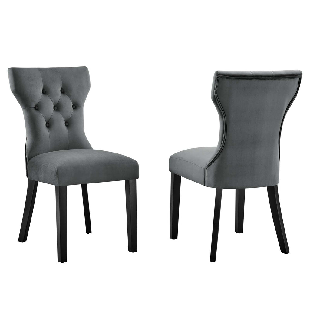 Silhouette Performance Velvet Dining Chairs Set of 2 by Modway