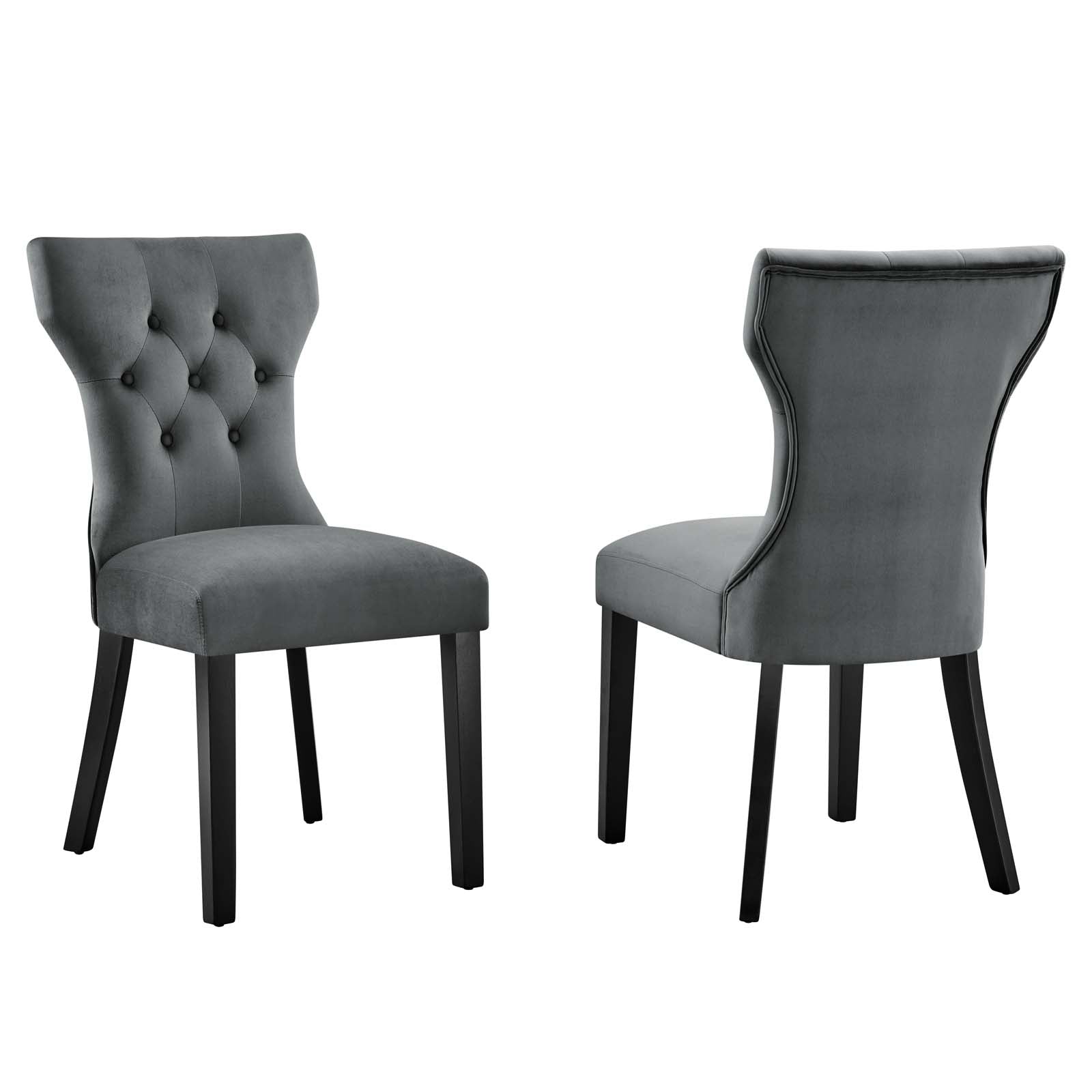 Silhouette Performance Velvet Dining Chairs Set of 2 by Modway