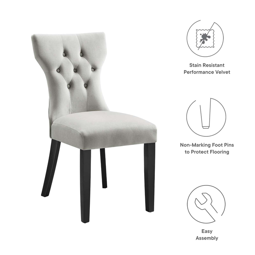 Silhouette Performance Velvet Dining Chairs Set of 2 by Modway