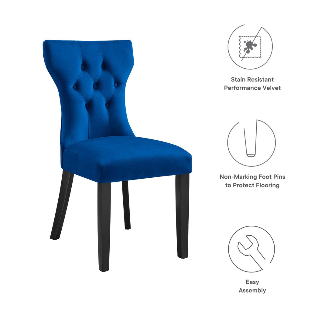 Silhouette Performance Velvet Dining Chairs Set of 2 by Modway