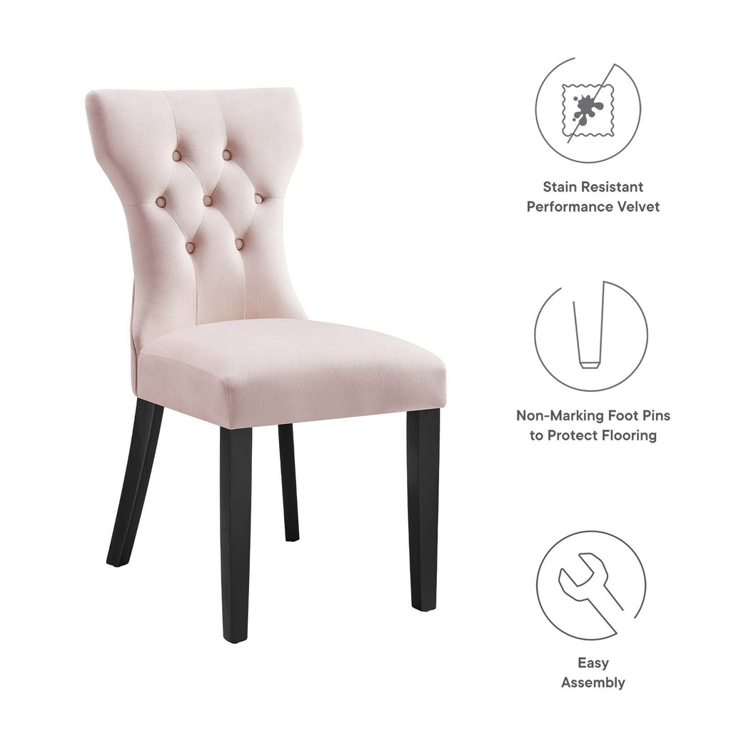 Silhouette Performance Velvet Dining Chairs Set of 2 by Modway