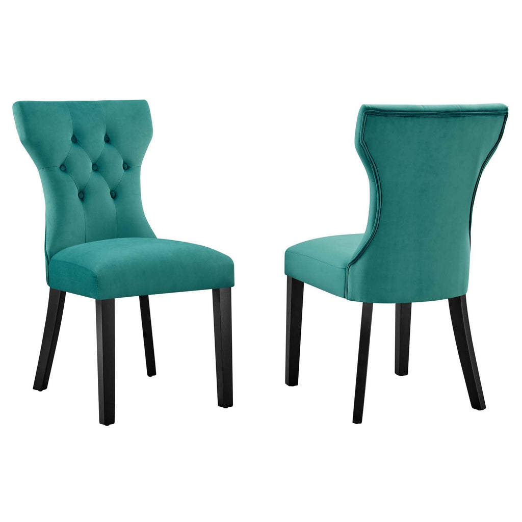 Silhouette Performance Velvet Dining Chairs Set of 2 by Modway