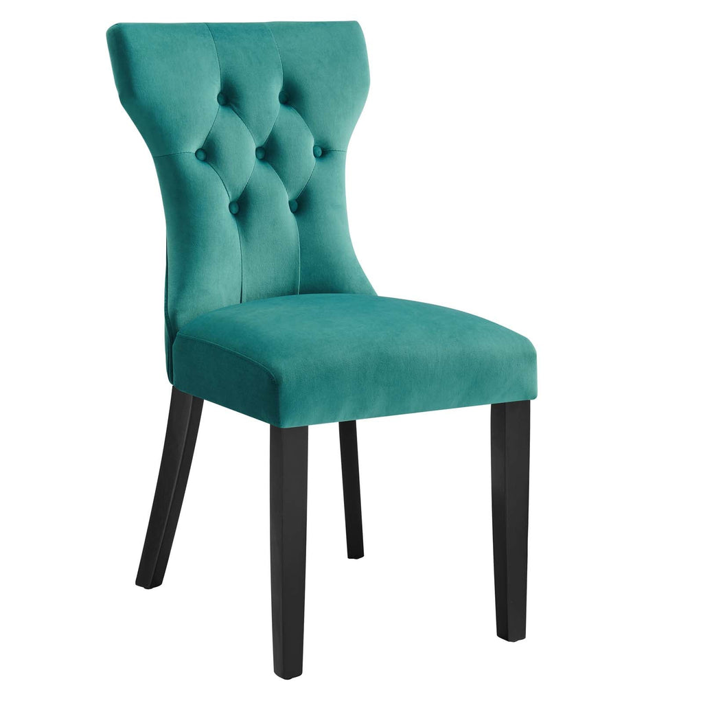 Silhouette Performance Velvet Dining Chairs Set of 2 by Modway