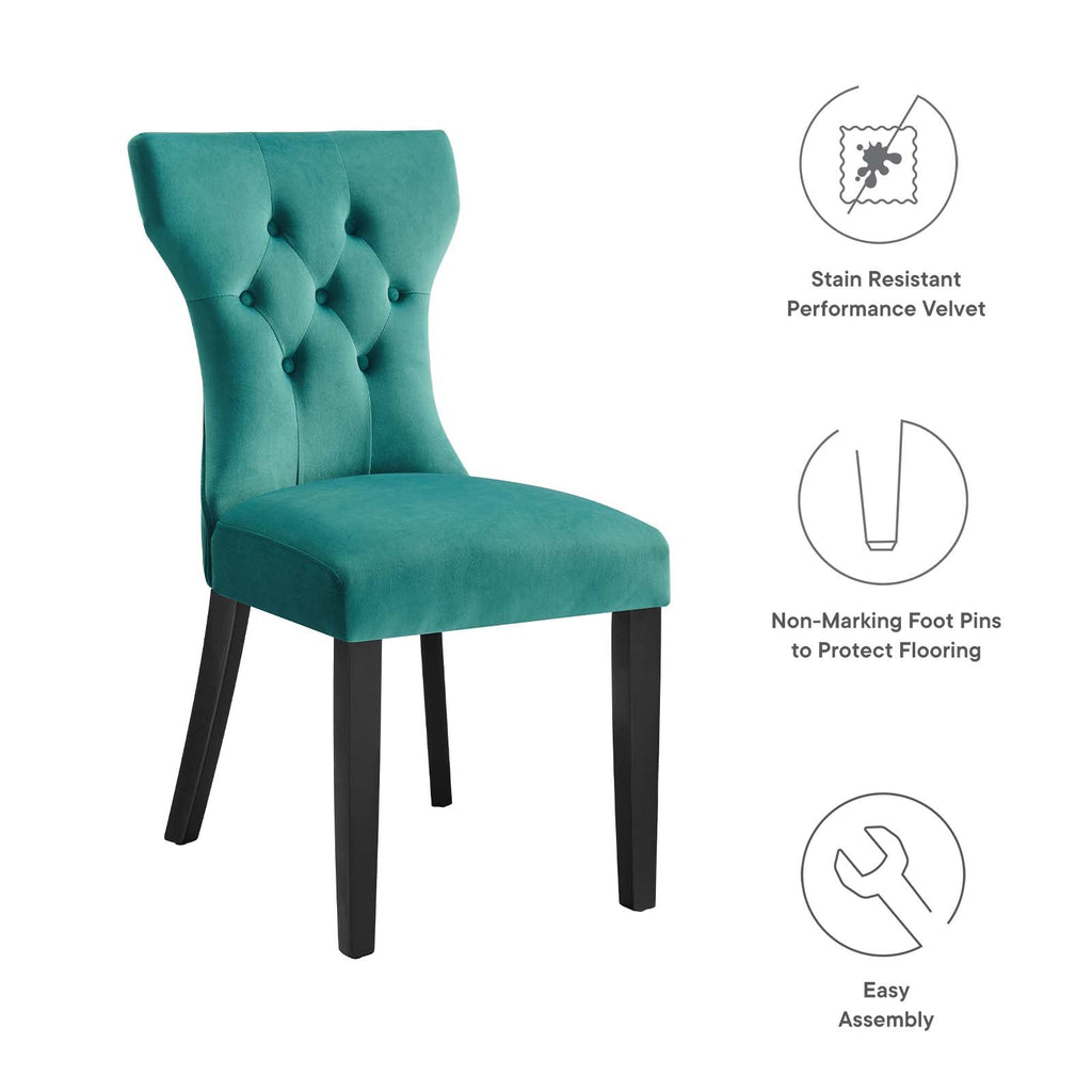 Silhouette Performance Velvet Dining Chairs Set of 2 by Modway