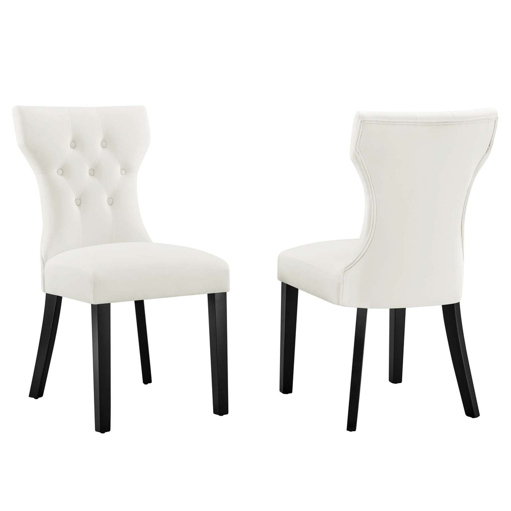 Silhouette Performance Velvet Dining Chairs Set of 2 by Modway