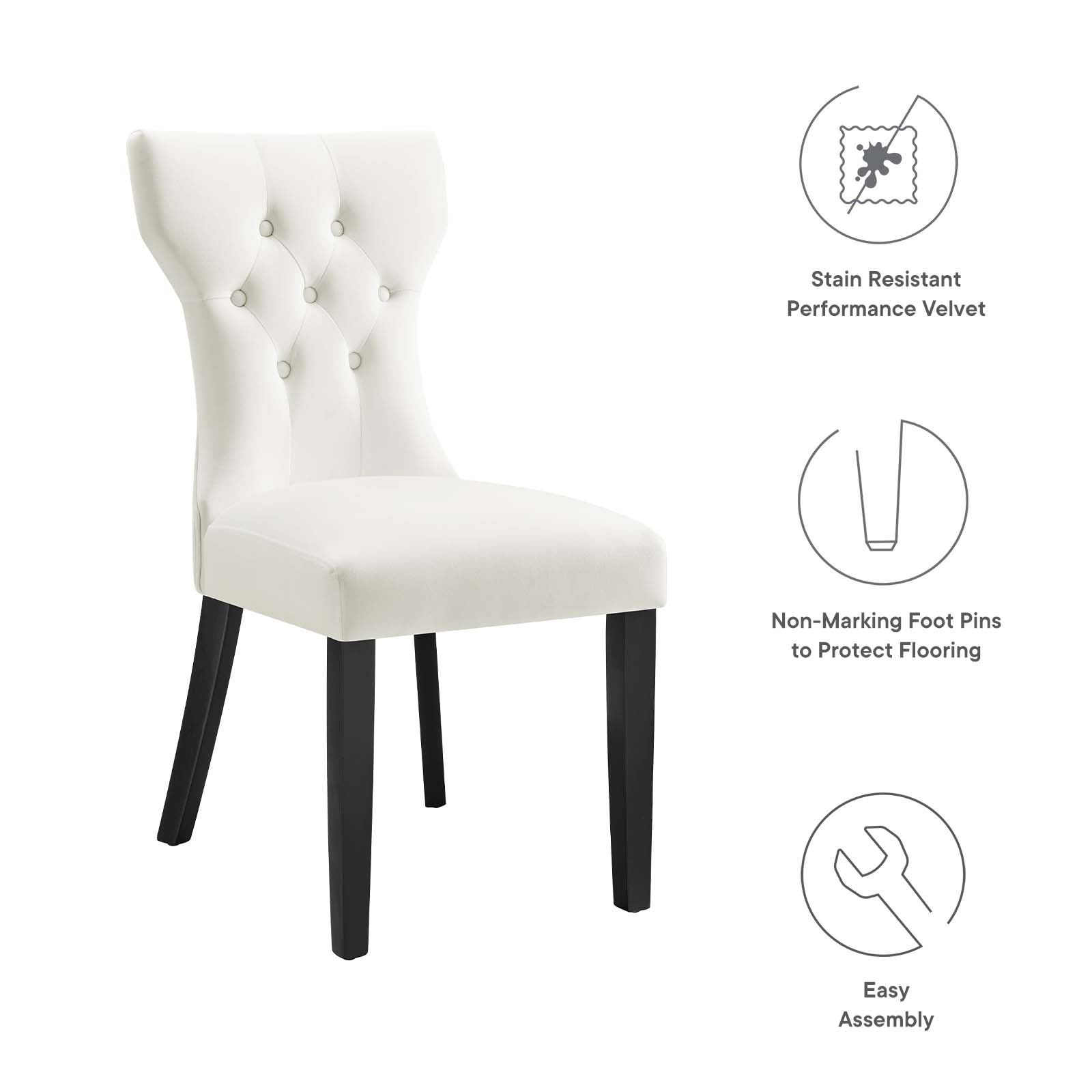 Silhouette Performance Velvet Dining Chairs Set of 2 by Modway
