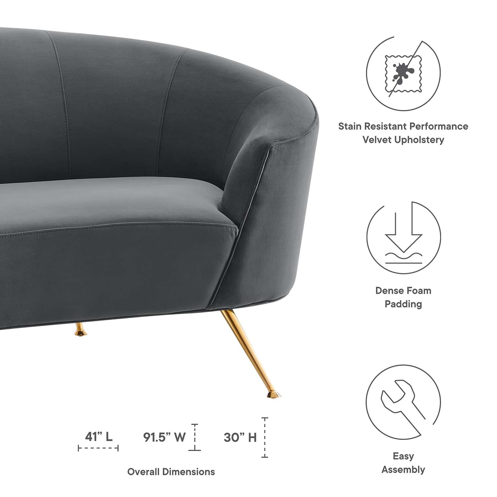 Marchesa Upholstered Performance Velvet Sofa by Modway