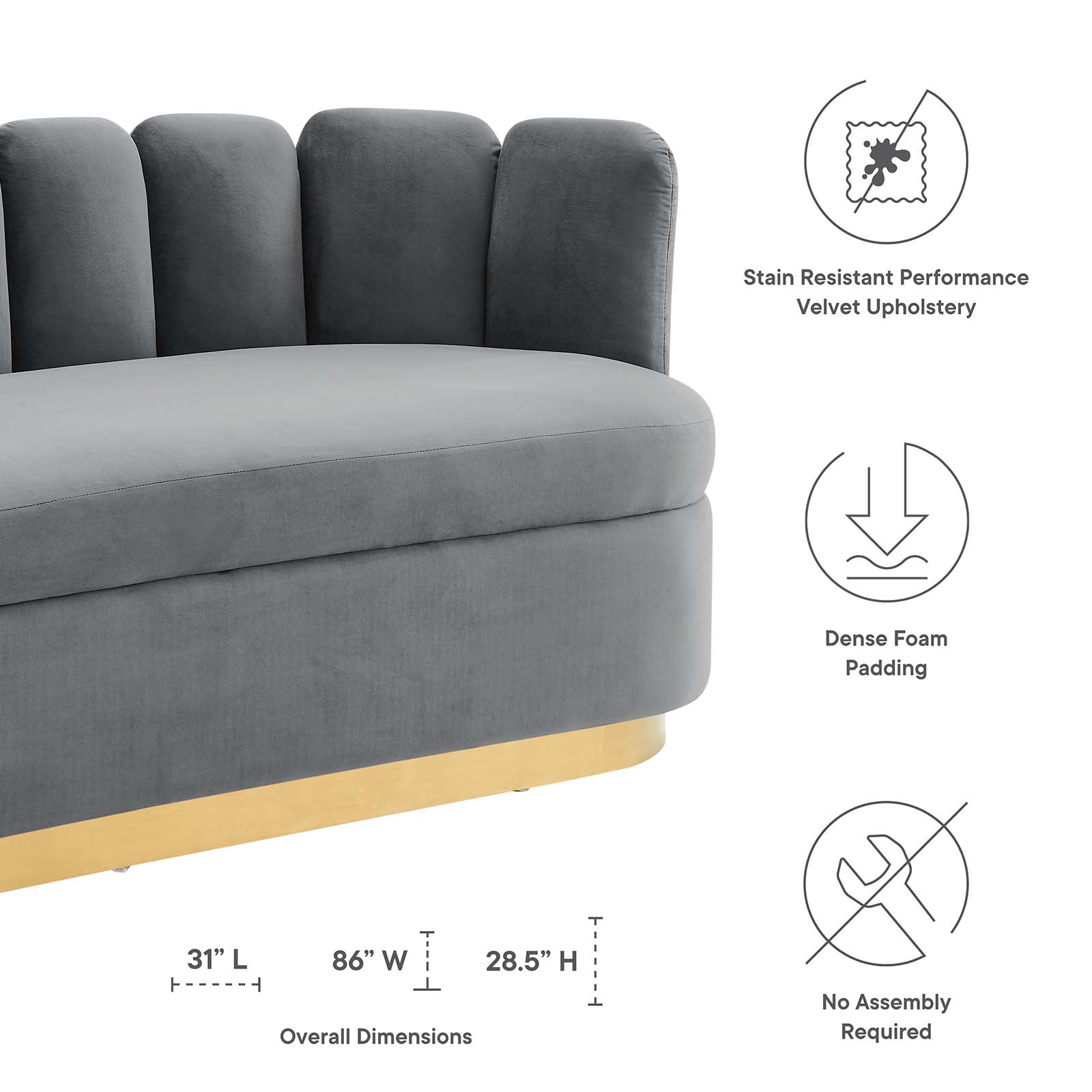 Victoria Channel Tufted Performance Velvet Sofa by Modway
