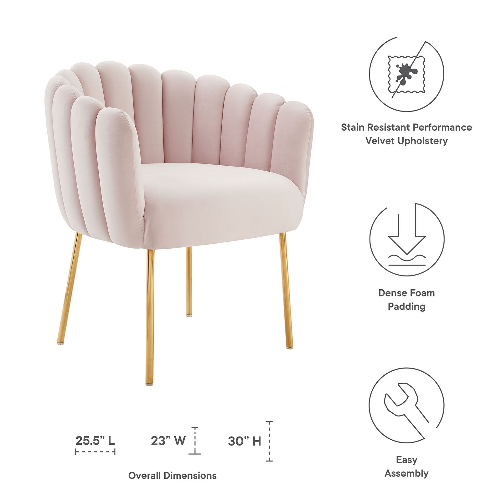 Sanna Channel Tufted Performance Velvet Armchair by Modway