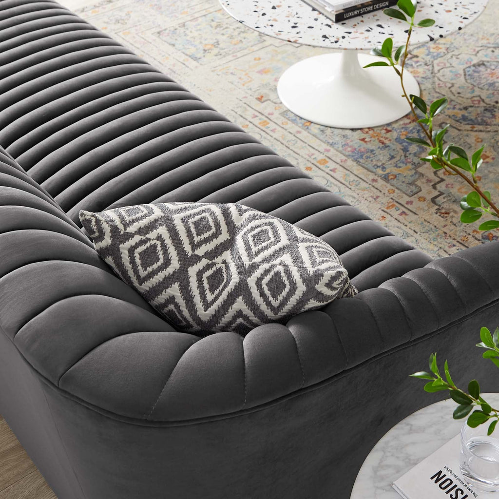 Announce Performance Velvet Channel Tufted Sofa by Modway
