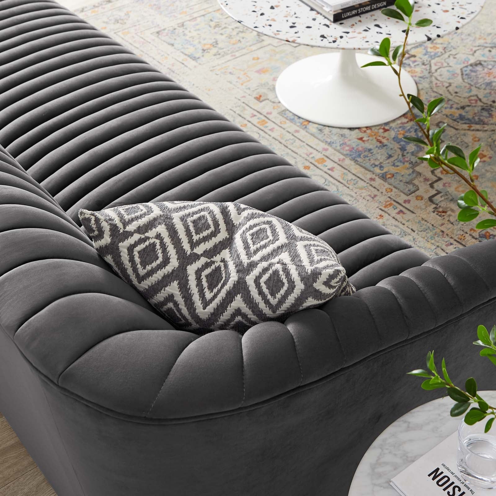 Announce Performance Velvet Channel Tufted Sofa by Modway