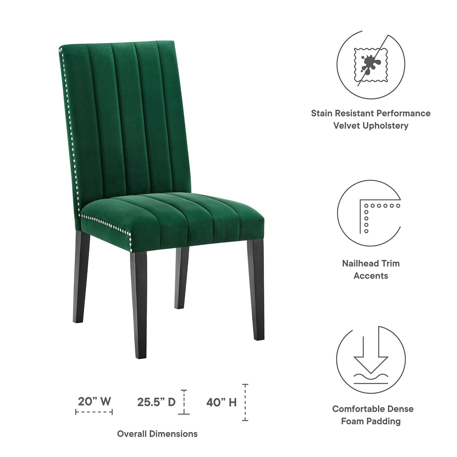 Catalyst Performance Velvet Dining Side Chairs Set of 2 by Modway