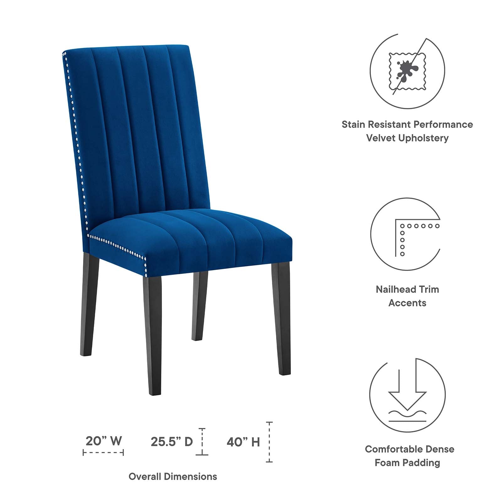 Catalyst Performance Velvet Dining Side Chairs Set of 2 by Modway