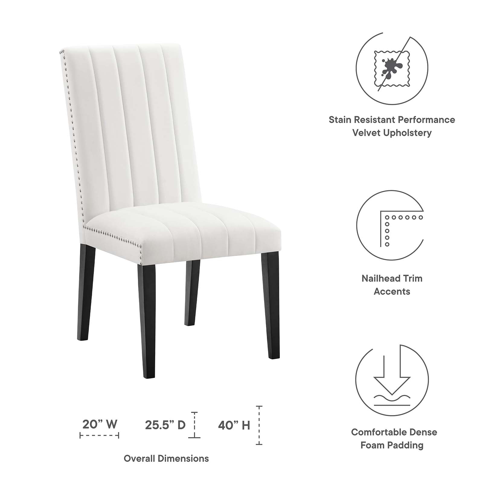 Catalyst Performance Velvet Dining Side Chairs Set of 2 by Modway