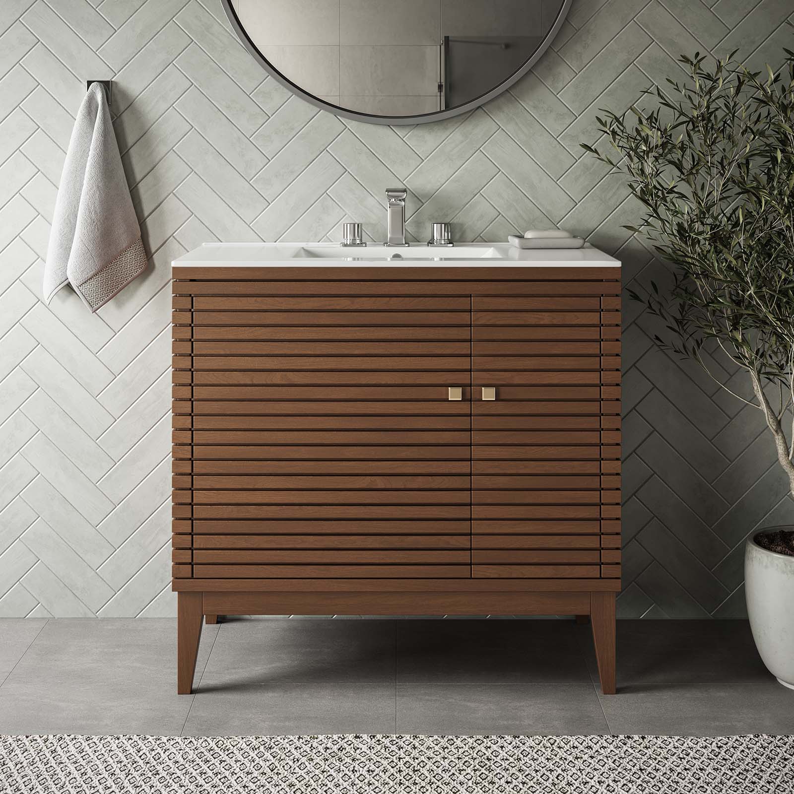 Ledger 36" Wood Bathroom Vanity Cabinet (Sink Basin Not Included) by Modway