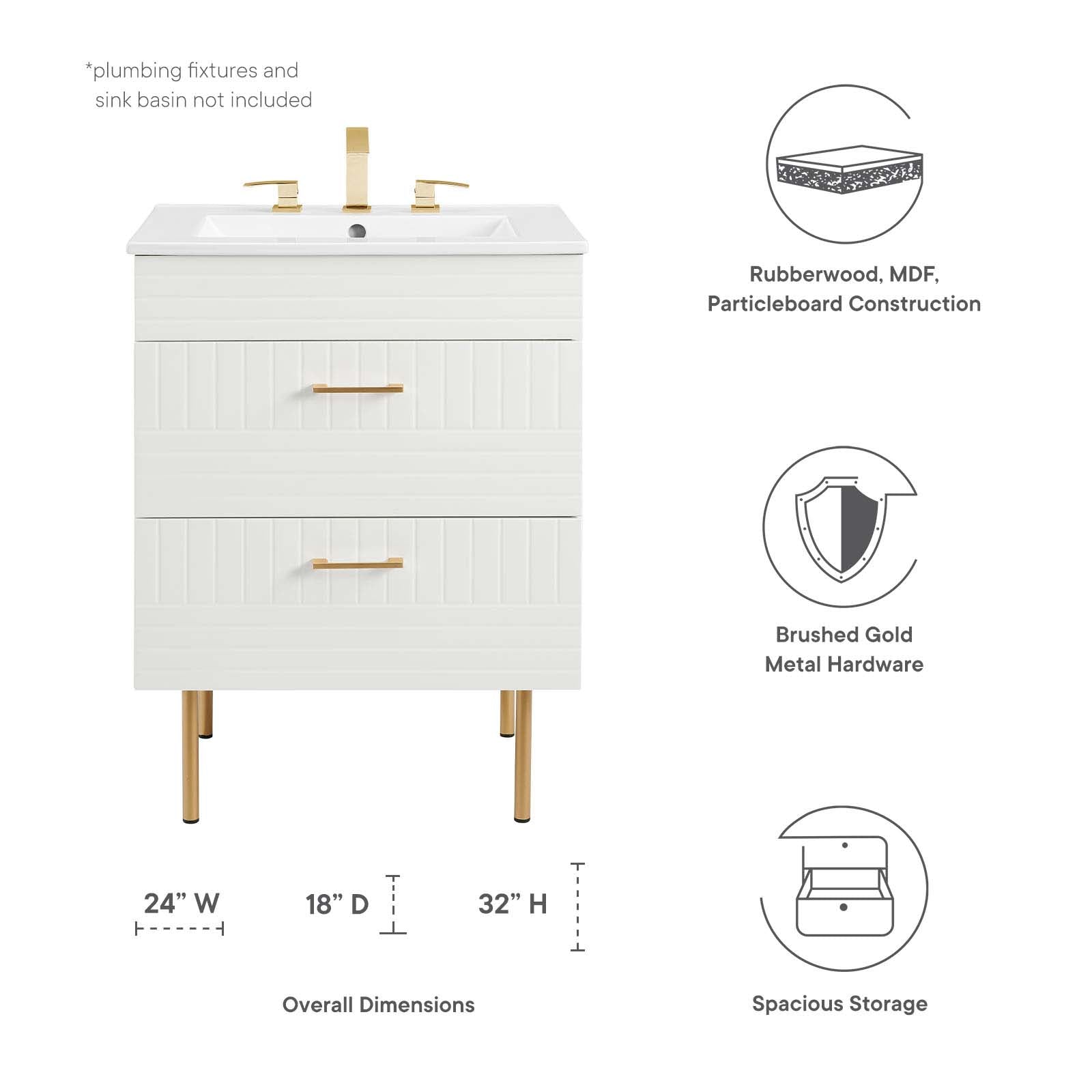 Daybreak 24" Bathroom Vanity Cabinet (Sink Basin Not Included) by Modway
